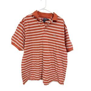 Chaps Ralph Lauren Polo Shirt Short Sleeve Orange Stripe Size XL
